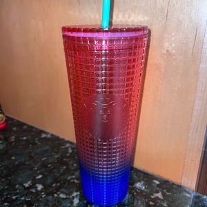 NEW Starbucks 2022 Watermelon Pink Purple Gradient Ombre Grid 24oz Venti Tumbler